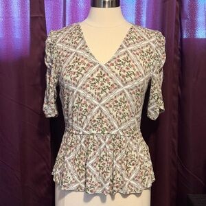 Wrangler Retro Peplum Rayon Top Blouse